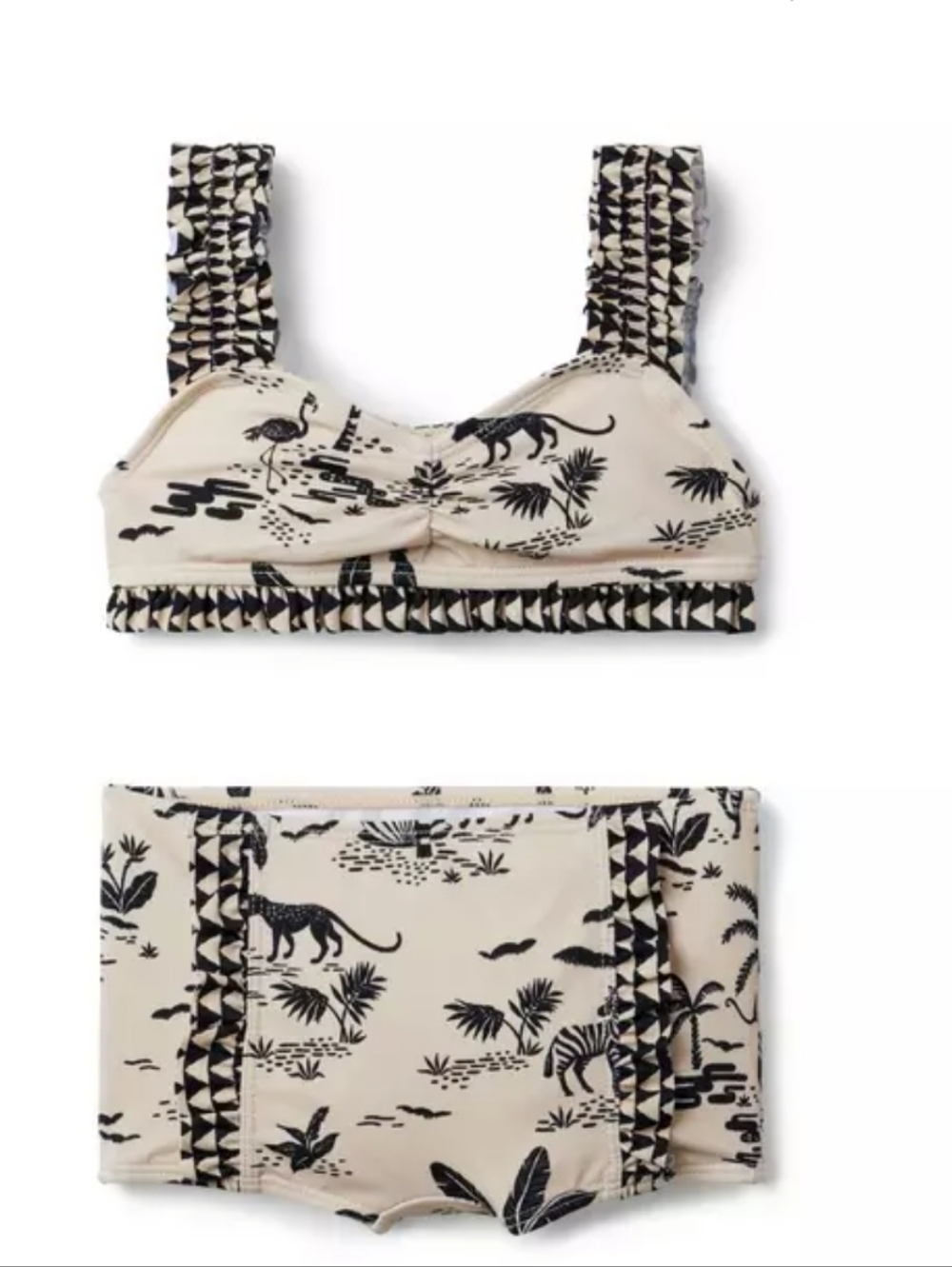 Janie And Jack Geo Trim Safari 2Piece Swimsuit In Marshmallow Fluff Safari Print